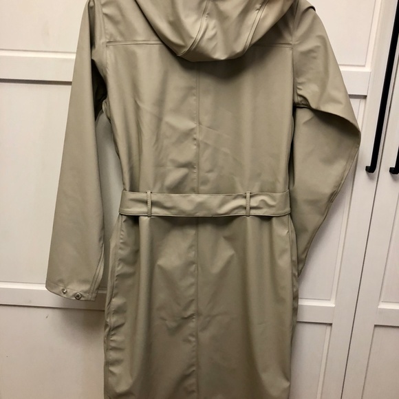 Women's XL Beige Hooded Raincoat Trenchcoat - Picture 8 of 8